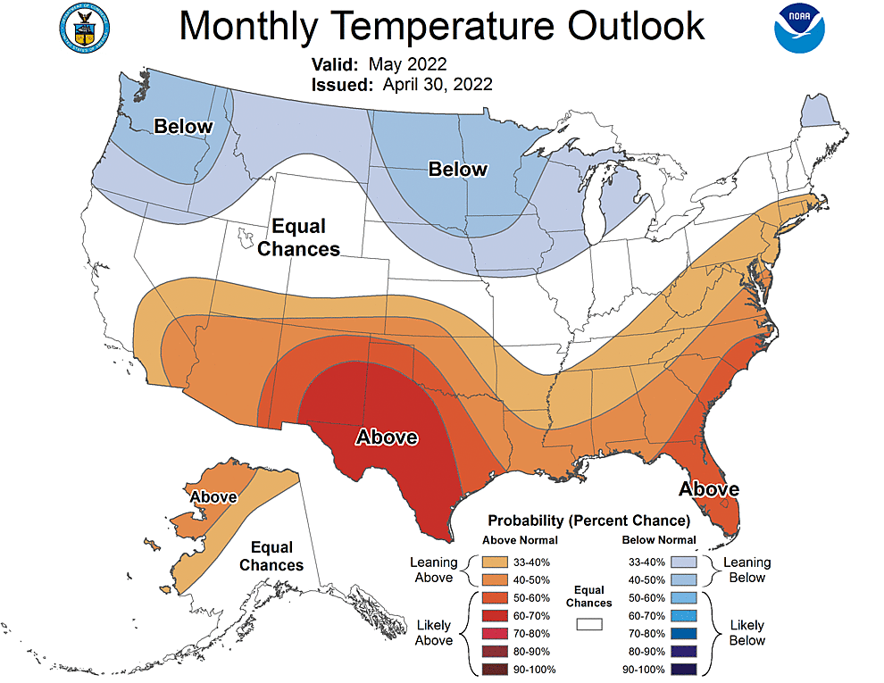 One Month Outlook  Temperature Probability
