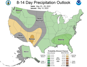 NOAA CPC 8 to 14 Day Precipitation Probability Outlook