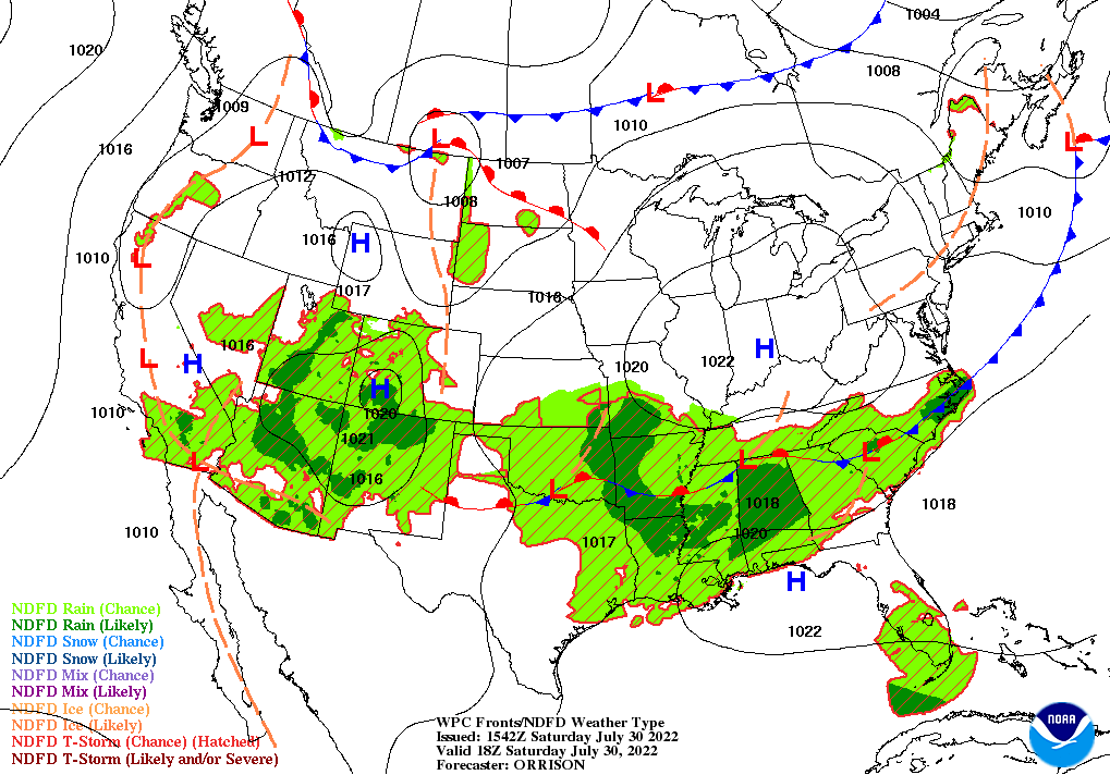 Day 1 (Saturday): Forecast Surface Map