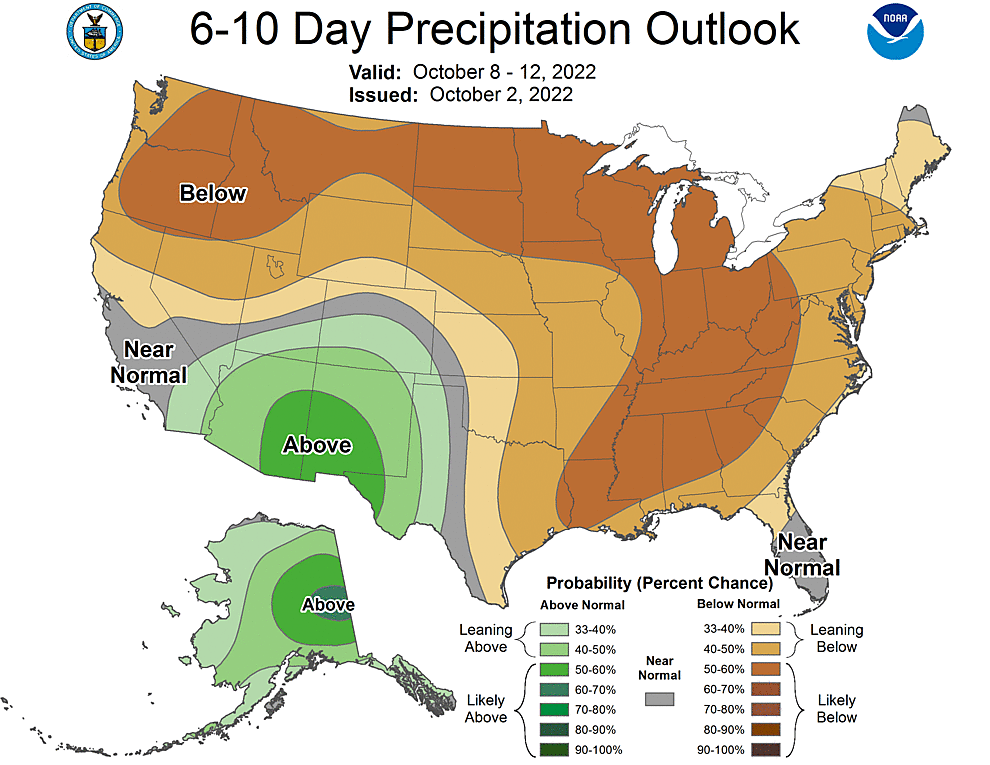 NOAA CPC 6 to 10 Day Precipitation Probability Outlook