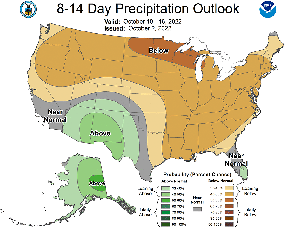 NOAA CPC 8 to 14 Day Precipitation Probability Outlook