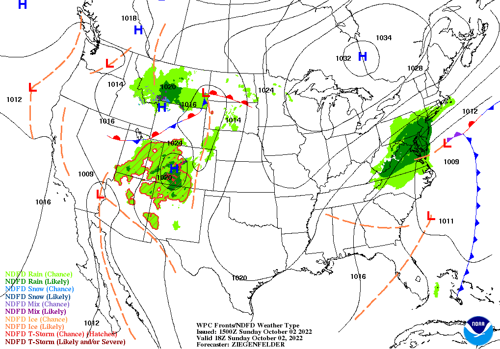 Day 1 (Sunday): Forecast Surface Map