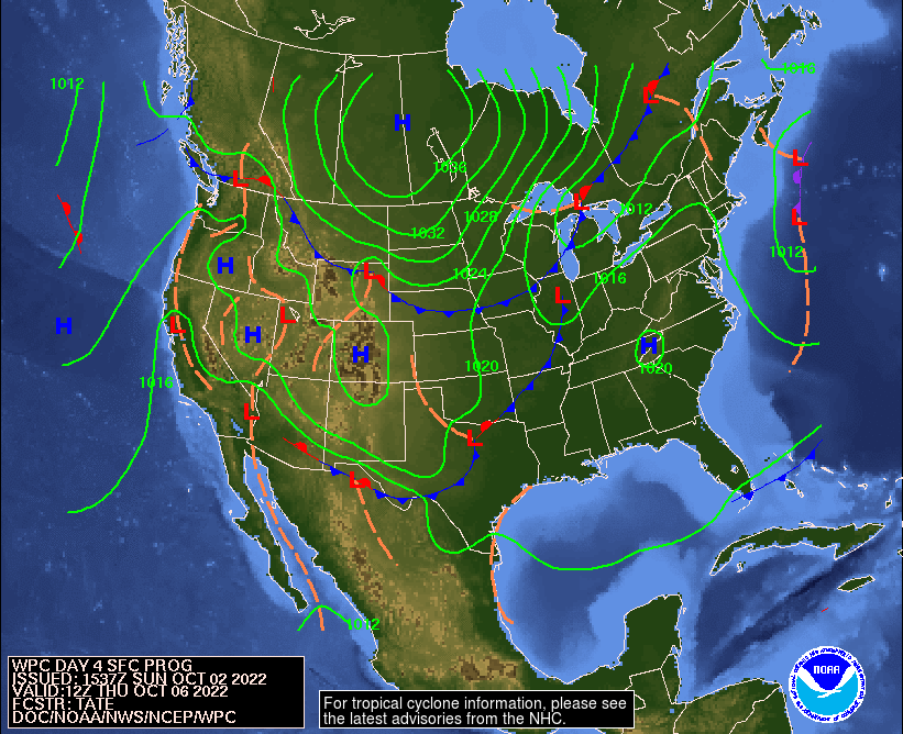 Day 4 (Wednesday): Forecast Surface Map