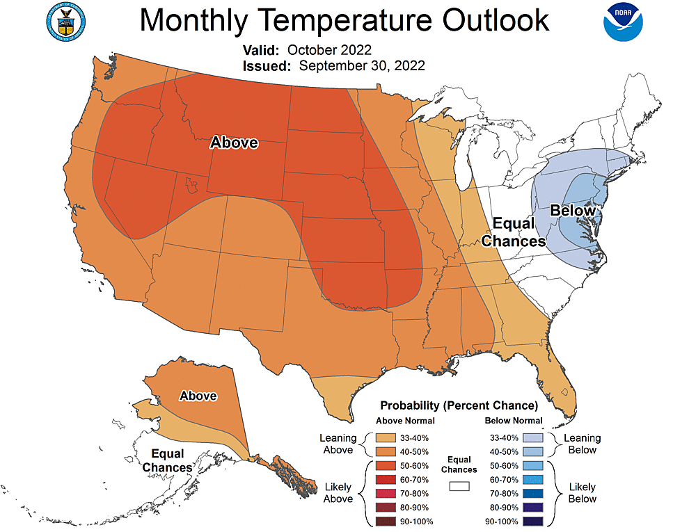 One Month Outlook  Temperature Probability