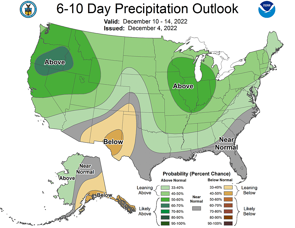 NOAA CPC 6 to 10 Day Precipitation Probability Outlook