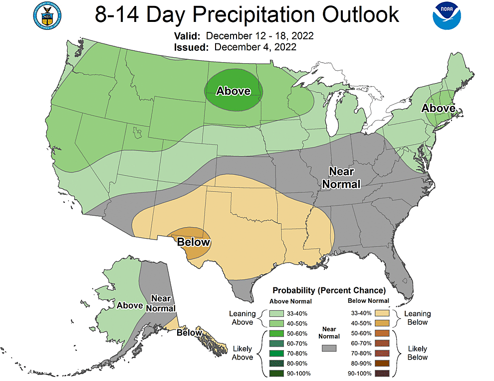 NOAA CPC 8 to 14 Day Precipitation Probability Outlook