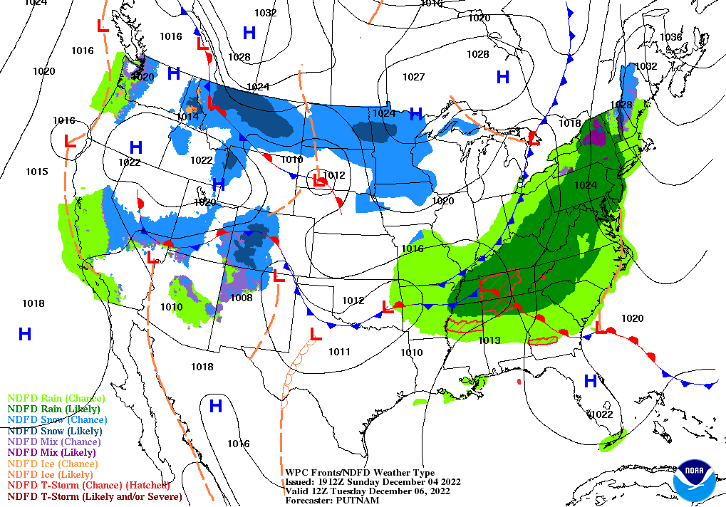 Day 3 (Tuesday): Forecast Surface Map