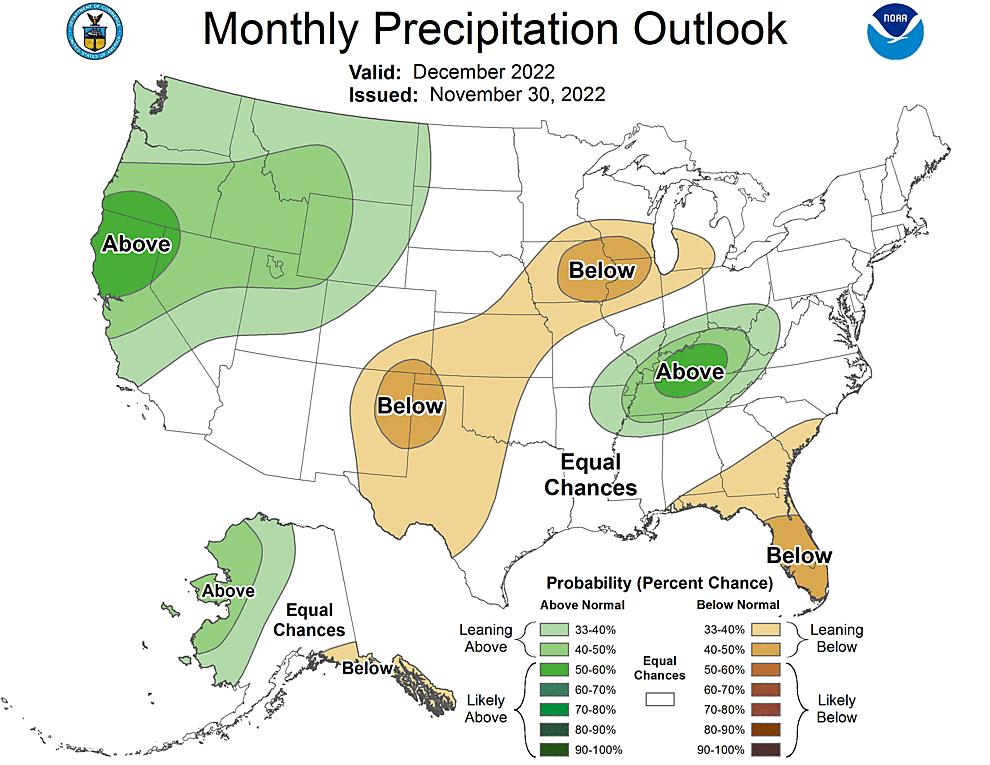 One Month Outlook  Precipitation Probability