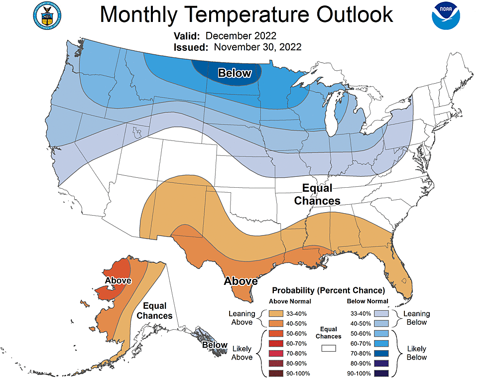 One Month Outlook  Temperature Probability