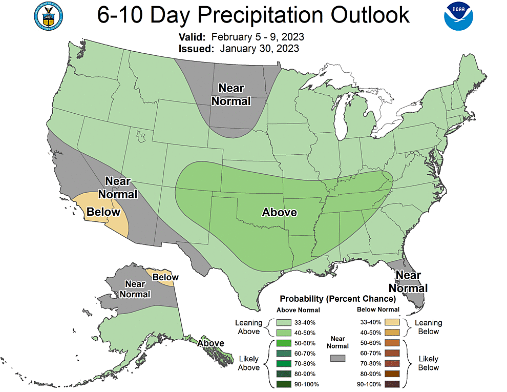 NOAA CPC 6 to 10 Day Precipitation Probability Outlook