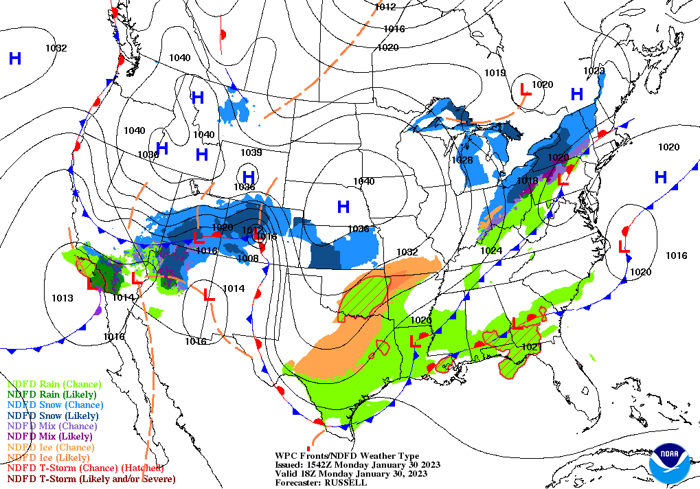 Day 1 (Monday): Forecast Surface Map