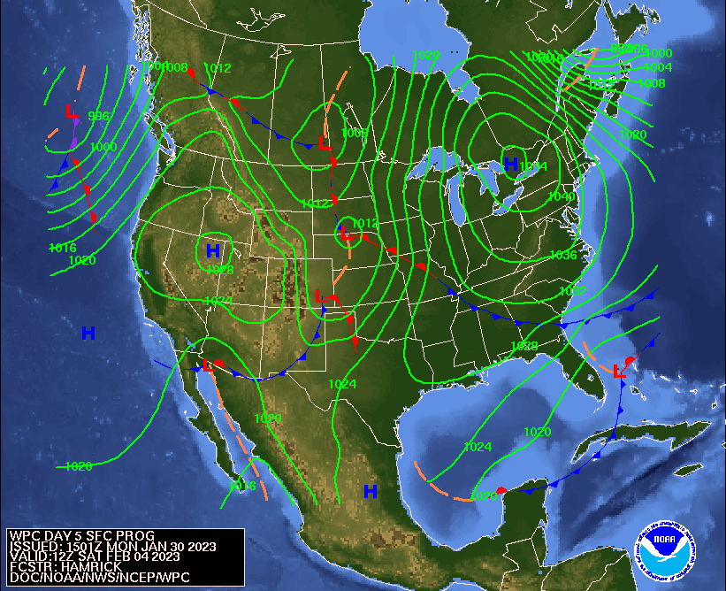 Day 5 (Friday): Forecast Surface Map