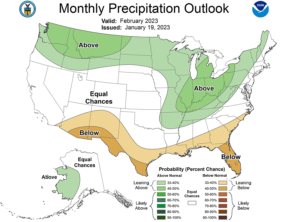 One Month Outlook  Precipitation Probability