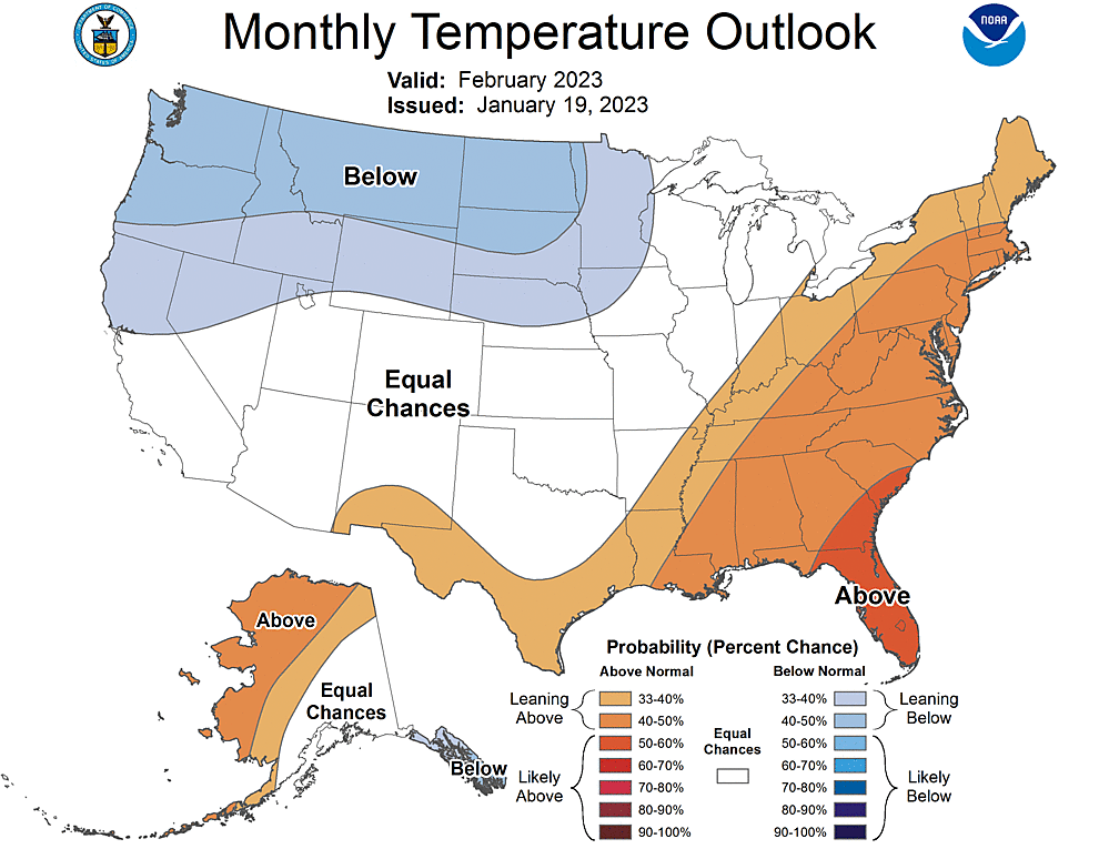 One Month Outlook  Temperature Probability