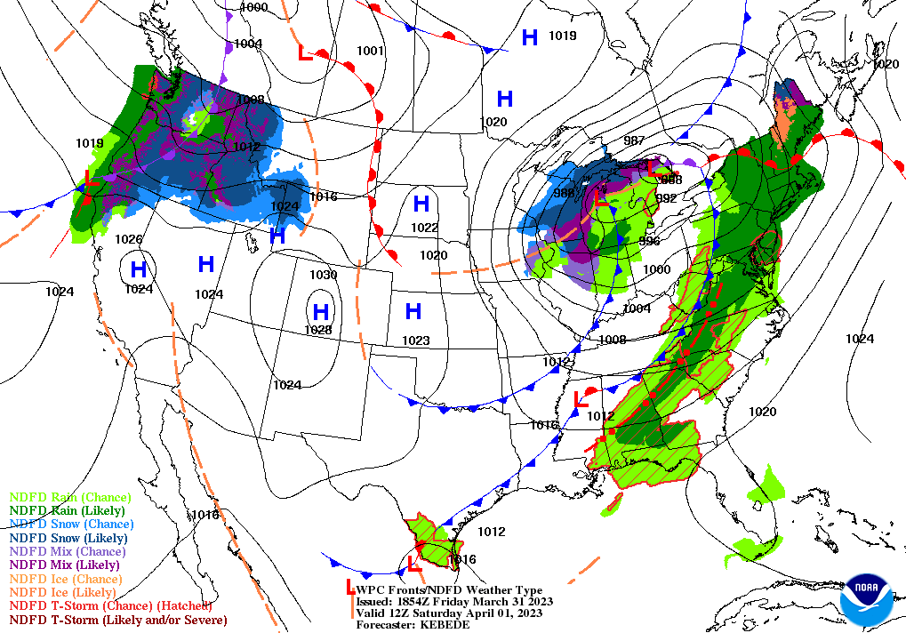 Day 2 (Saturday): Forecast Surface Map