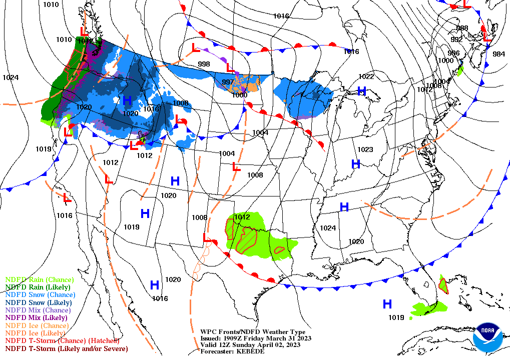 Day 3 (Sunday): Forecast Surface Map