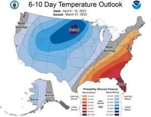 NOAA CPC 6 to 10 Day Temperature Probability Outlook