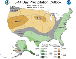 NOAA CPC 8 to 14 Day Precipitation Probability Outlook