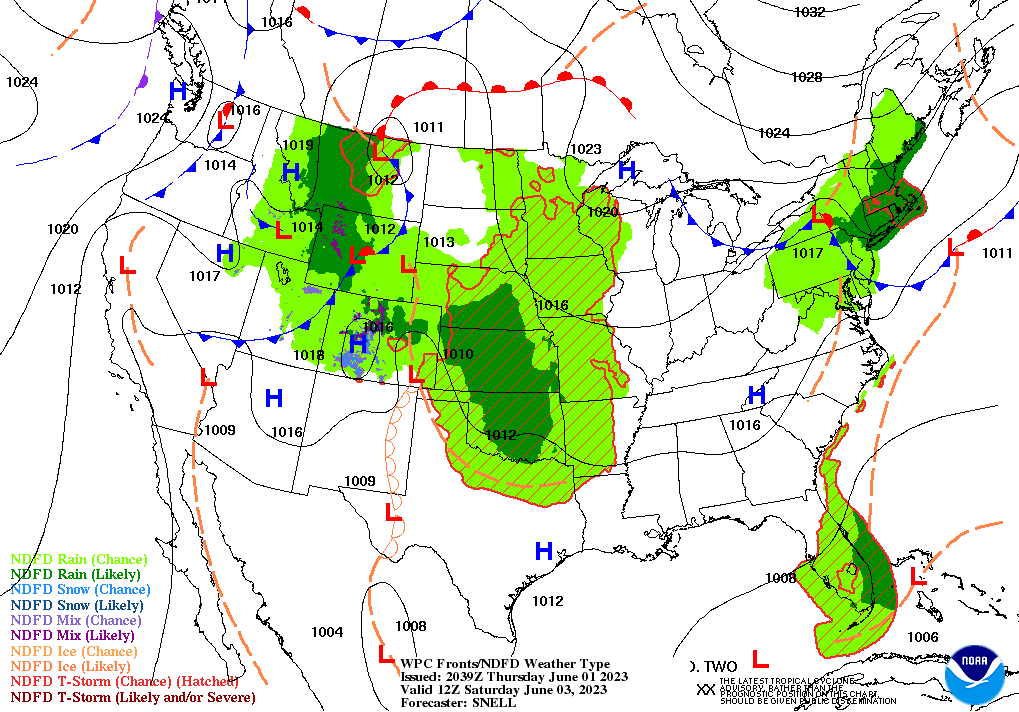 Day 3 (Saturday): Forecast Surface Map