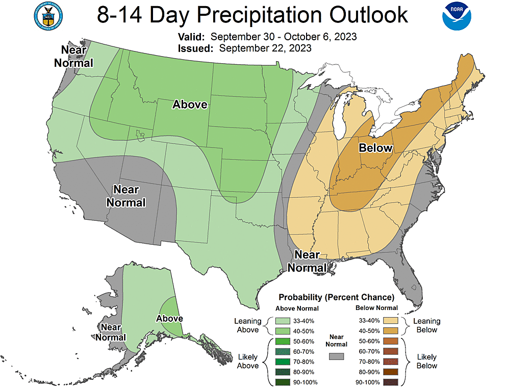 NOAA CPC 8 to 14 Day Precipitation Probability Outlook