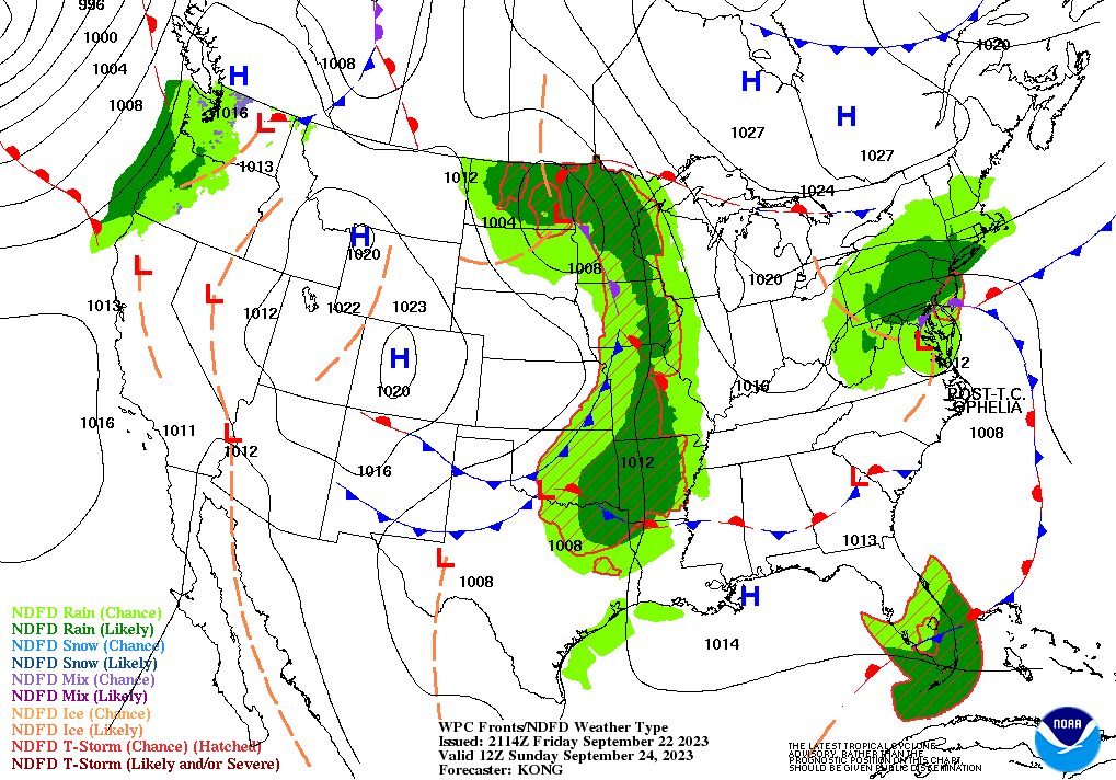 Day 3 (Sunday): Forecast Surface Map