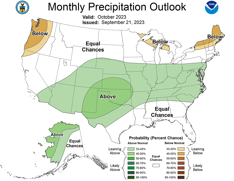 One Month Outlook  Precipitation Probability