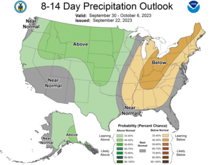 NOAA CPC 8 to 14 Day Precipitation Probability Outlook