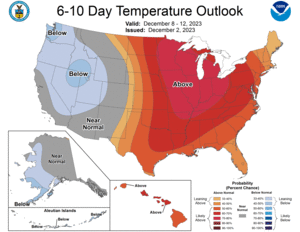 NOAA CPC 6 to 10 Day Temperature Probability Outlook