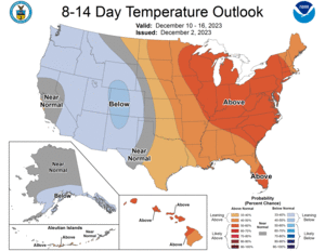 NOAA CPC 8 to 14 Day Temperature Probability Outlook