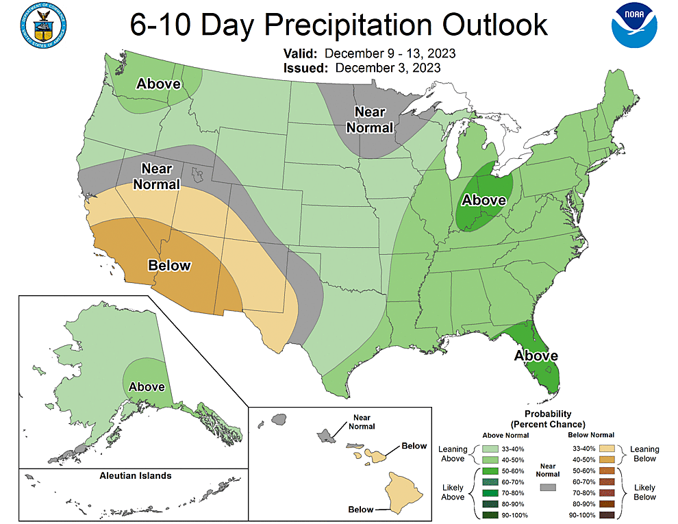 NOAA CPC 6 to 10 Day Precipitation Probability Outlook