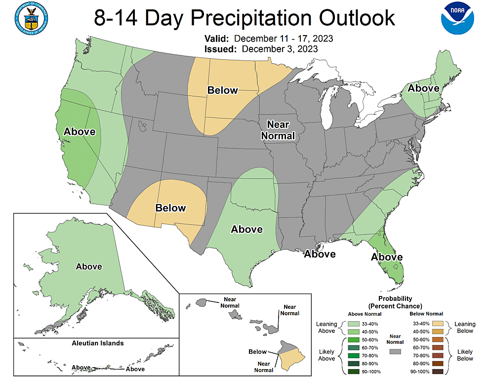 NOAA CPC 8 to 14 Day Precipitation Probability Outlook