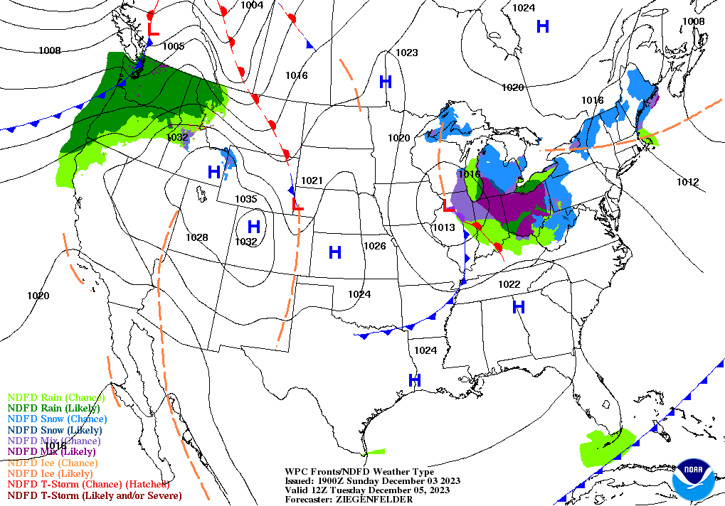 Day 3 (Tuesday): Forecast Surface Map