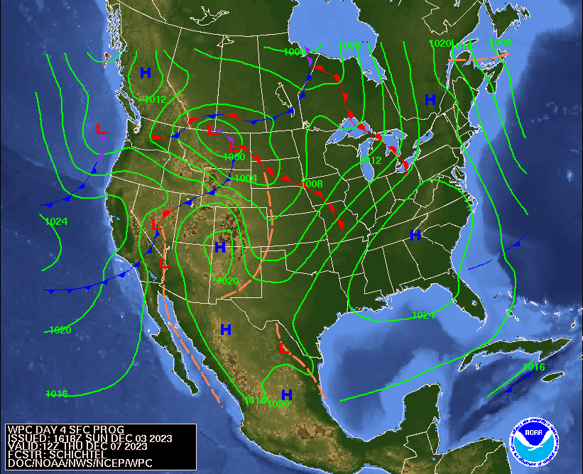 Day 4 (Wednesday): Forecast Surface Map
