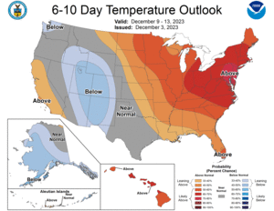 NOAA CPC 6 to 10 Day Temperature Probability Outlook