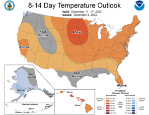 NOAA CPC 8 to 14 Day Temperature Probability Outlook