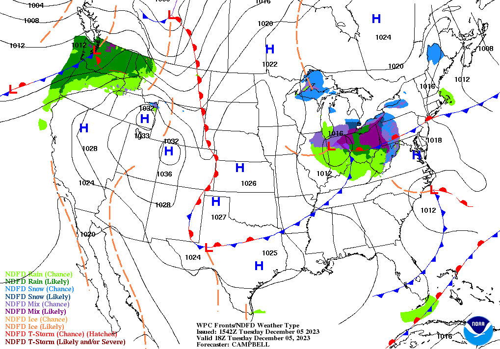 Day 1 (Tuesday): Forecast Surface Map