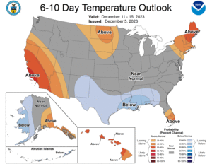 NOAA CPC 6 to 10 Day Temperature Probability Outlook
