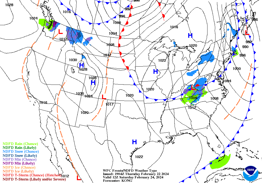 Day 3 (Saturday): Forecast Surface Map
