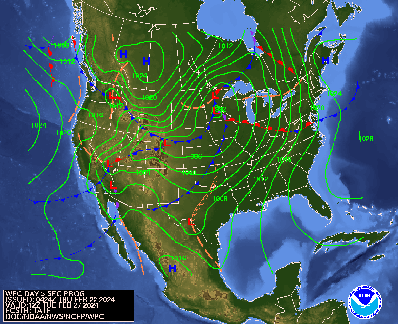 Day 5 (Monday): Forecast Surface Map