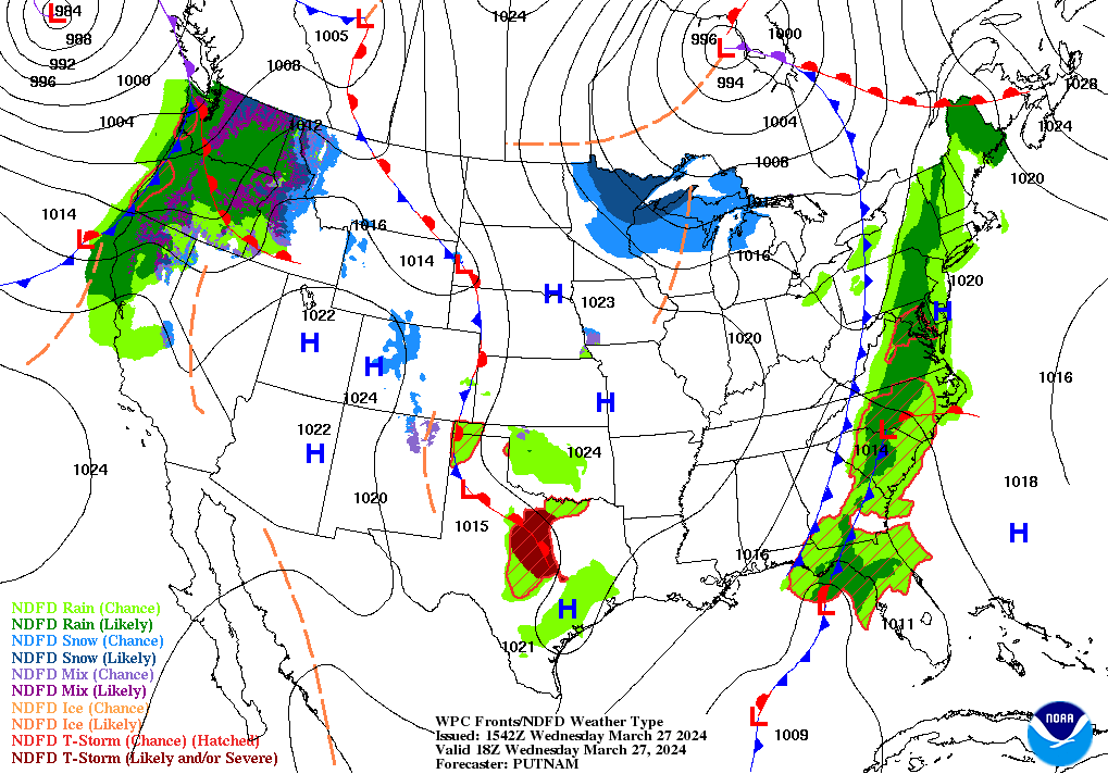 Day 1 (Wednesday): Forecast Surface Map