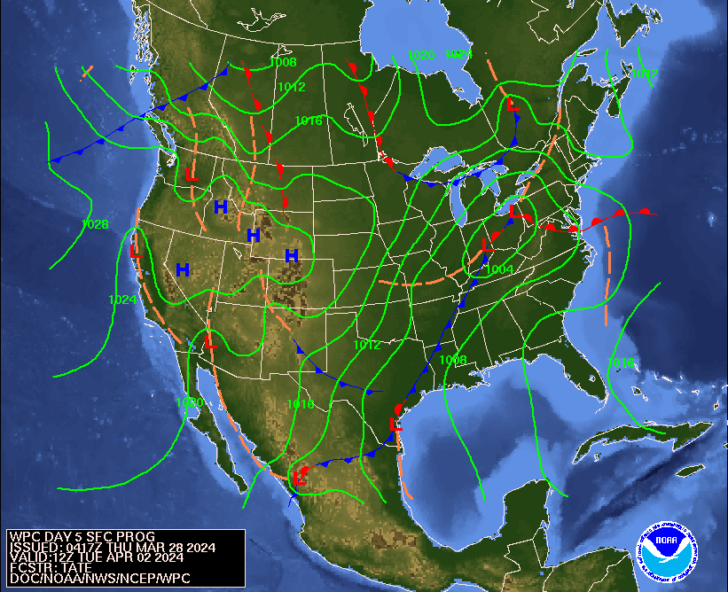 Day 5 (Monday): Forecast Surface Map