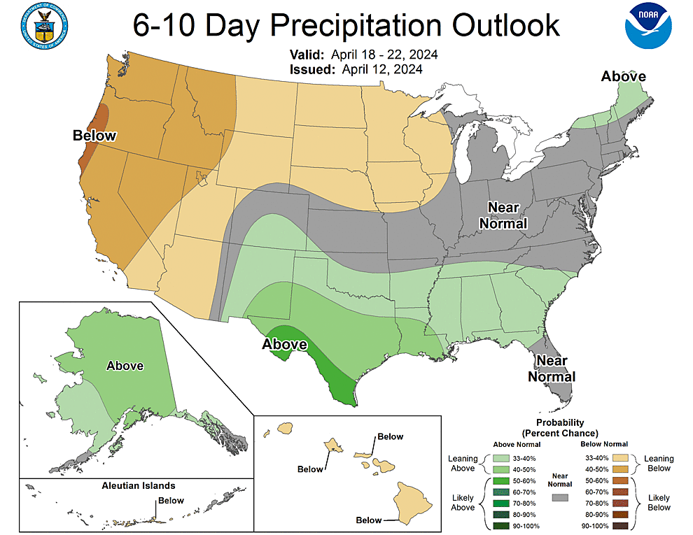 NOAA CPC 6 to 10 Day Precipitation Probability Outlook