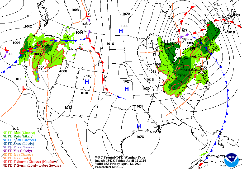 Day 1 (Friday): Forecast Surface Map