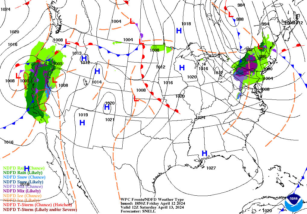 Day 2 (Saturday): Forecast Surface Map