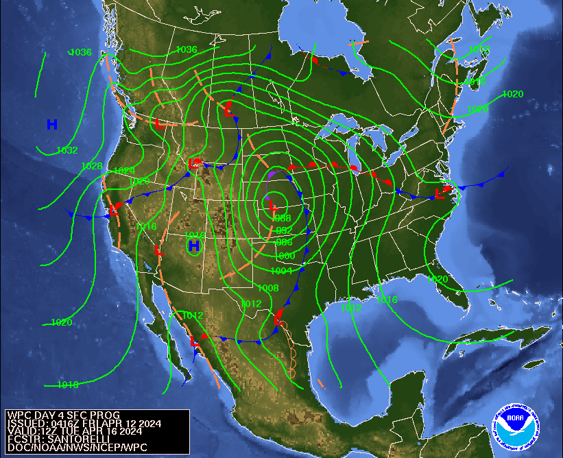Day 4 (Monday): Forecast Surface Map