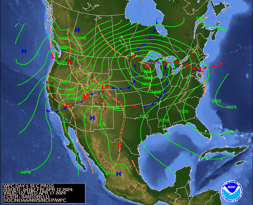 Day 5 (Tuesday): Forecast Surface Map