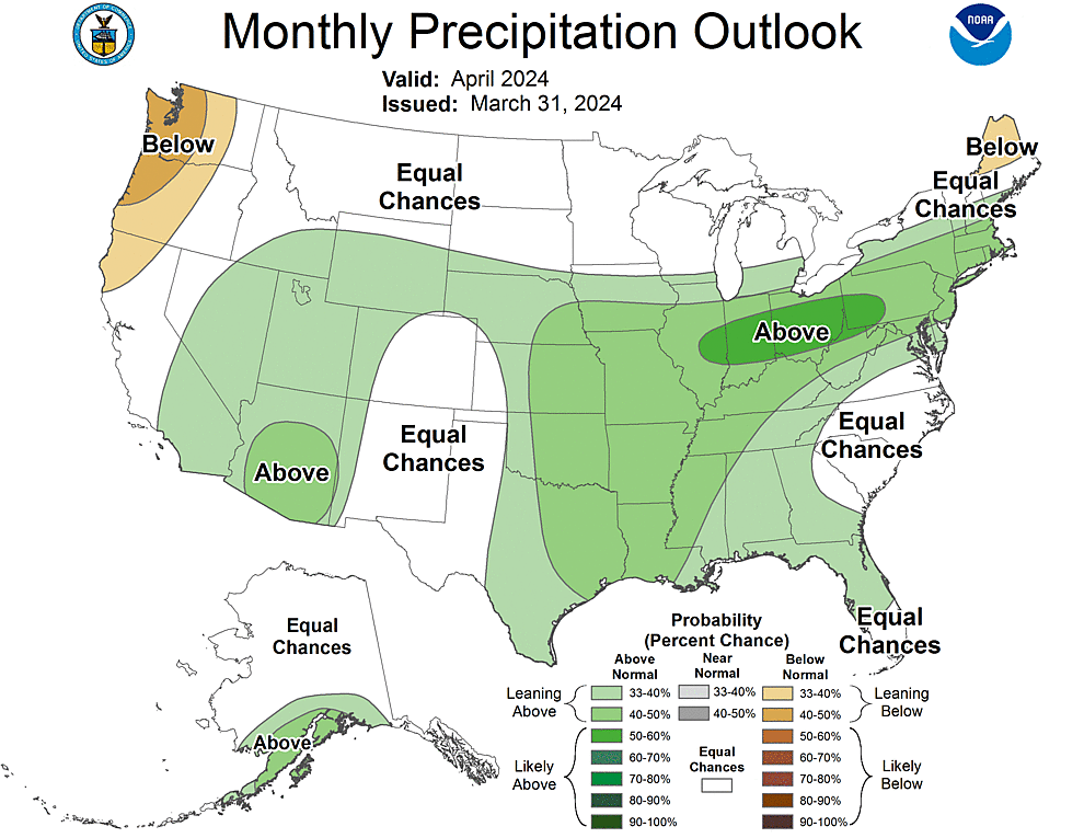 One Month Outlook  Precipitation Probability