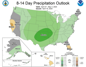 NOAA CPC 8 to 14 Day Precipitation Probability Outlook