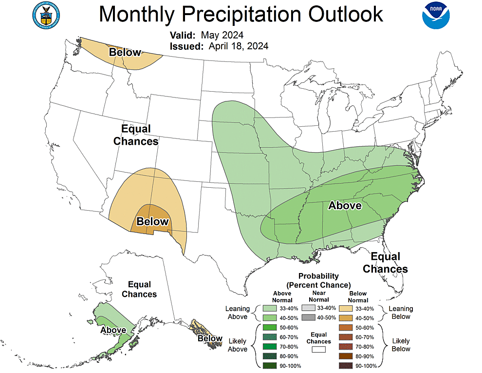 One Month Outlook  Precipitation Probability