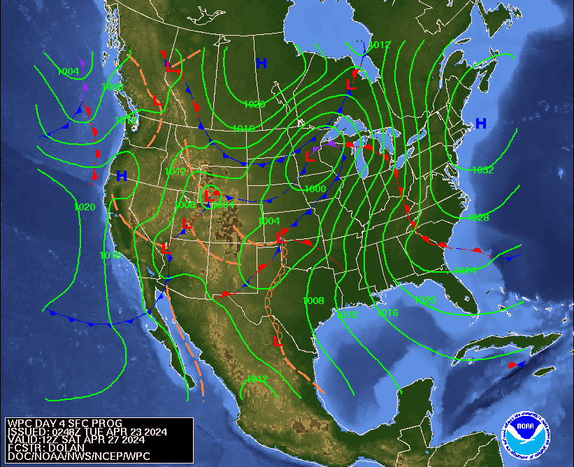 Day 4 (Friday): Forecast Surface Map